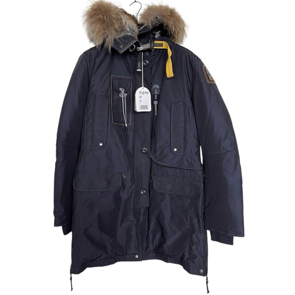 Parajumpers Jacket‎ Coat Womens Size XL Kodiak Base Down Black Fur Hood